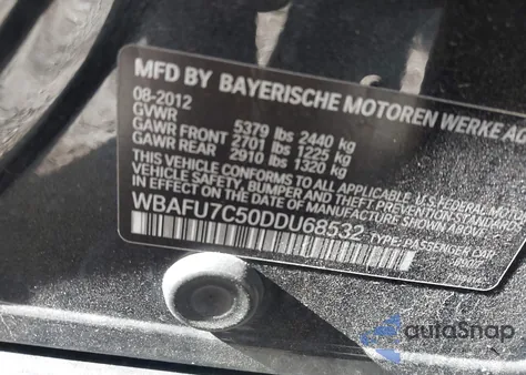 2013 BMW 535I xDrive z USA, uszkodzony, nr VIN WBAFU7C50DDU68532